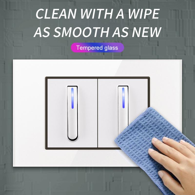 118 Type Piano Key White Tempered Glass Fashionable Switch Socket American British European Standard Universal Socket