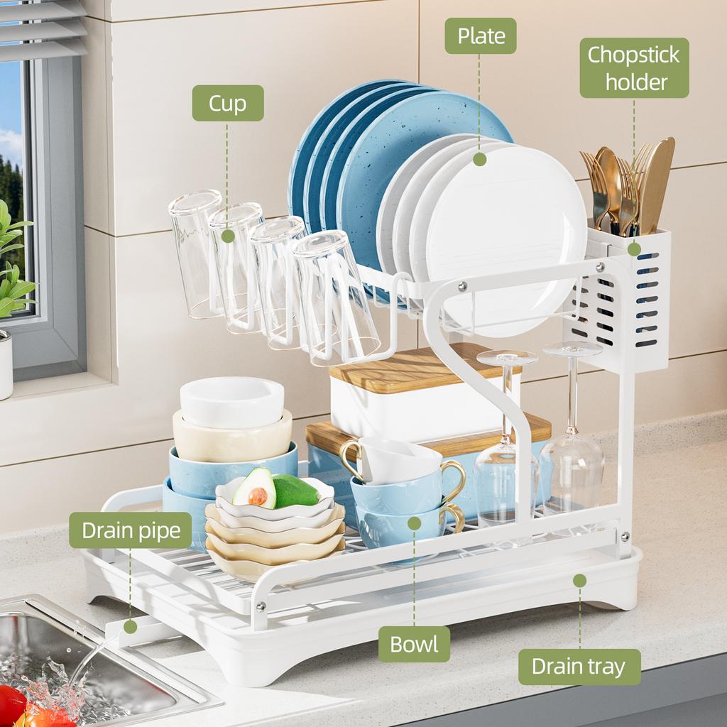2tier Dish Rack,2tier Dish Drying Rack with Storage Rack,2tier Kitchen Organizer and Storage for Tableware,dish Storage Rack