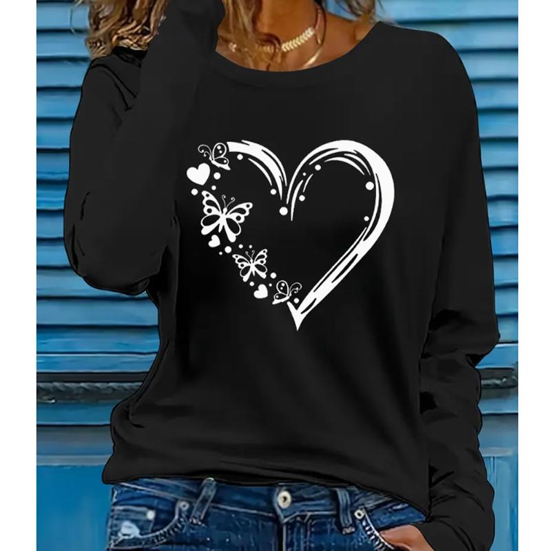 

2025 Осень и Зима Женский Новый Повседневный Топ с Круглым Вырезом и Длинным Рукавом 3D Ретро Узор 8XL чёрный