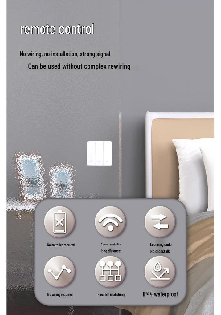 Self-Powered Wireless Remote Control Switch: No Wiring, No Battery, Waterproof, Elastic Return, Random Placement