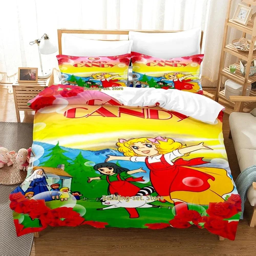 Candy Candy Bedding Set Single Twin Full Queen King Size Bed Set Adult Kid Bedroom Duvetcover Sets 3D Kawaii Anime bedsheet set