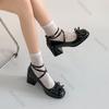 Fashion Women Pumps Thick High Heels Shoes Red Mary Jane Female Lolita Square Toe Shoes Spring Autumn New Party Leather Woman's Loafers