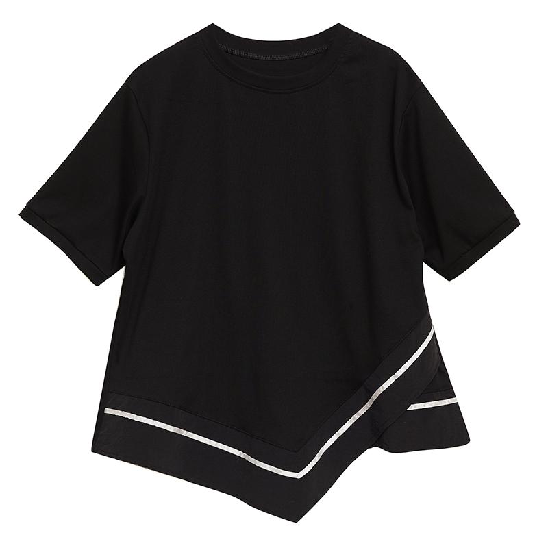 DIMANAF 2026 New Plus Size Summer Women T-Shirts Casual Lady Tops Tunic Shirt Oversize Loose Tees Cotton Solid