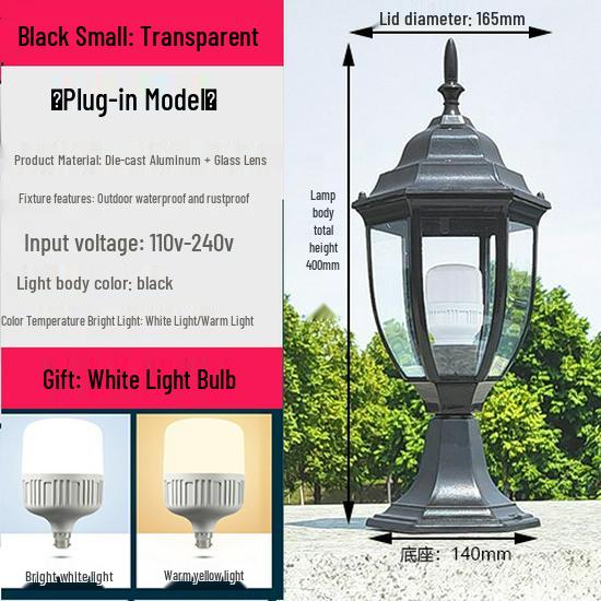 Wasserdichte Außen-Säulenleuchte im europäischen Stil für Zäune und Torpfosten