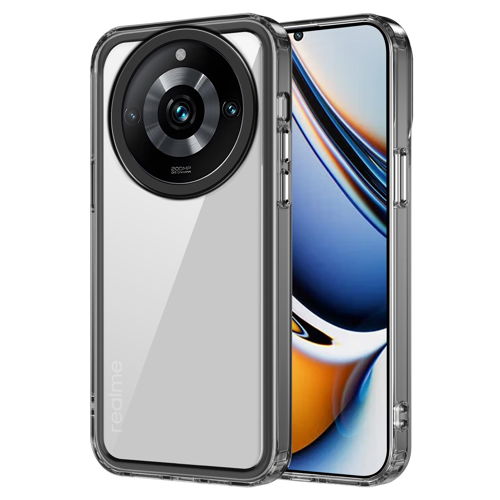 

For Realme 11 Pro+ 5G/11 Pro 5G Back Case Clear PC+TPU Drop-proof Phone Cover Transparent Black