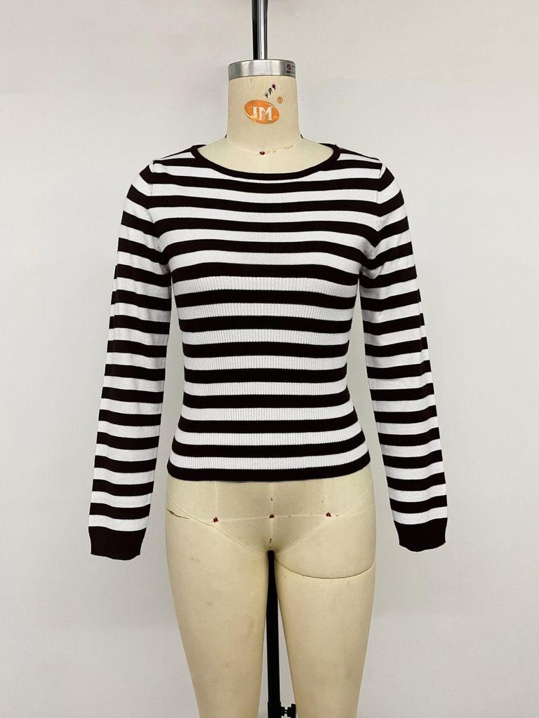 2026 Autumn/Winter Women's Striped Pullover Sweater - Trendy European & American Knitwear