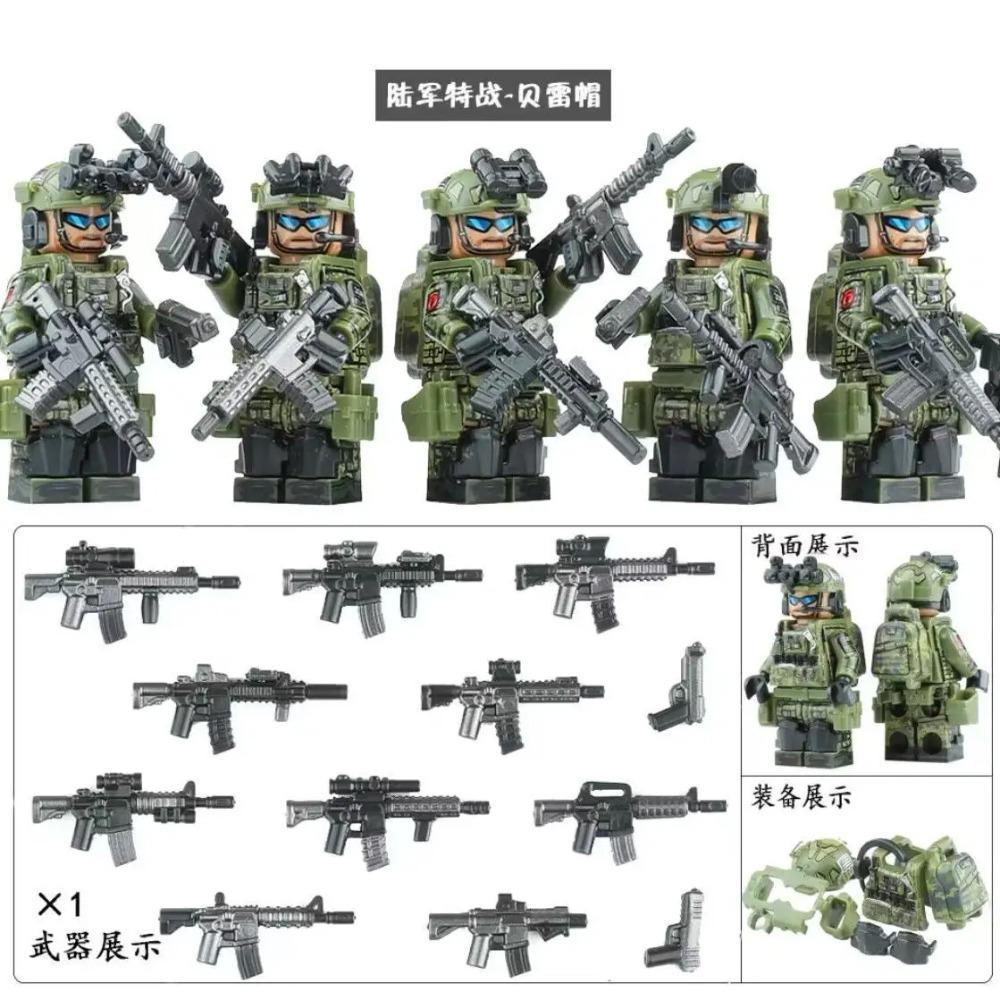 High military US special forces soldiers green beret army weapons miniature building block puzzle birthday gift world war ii