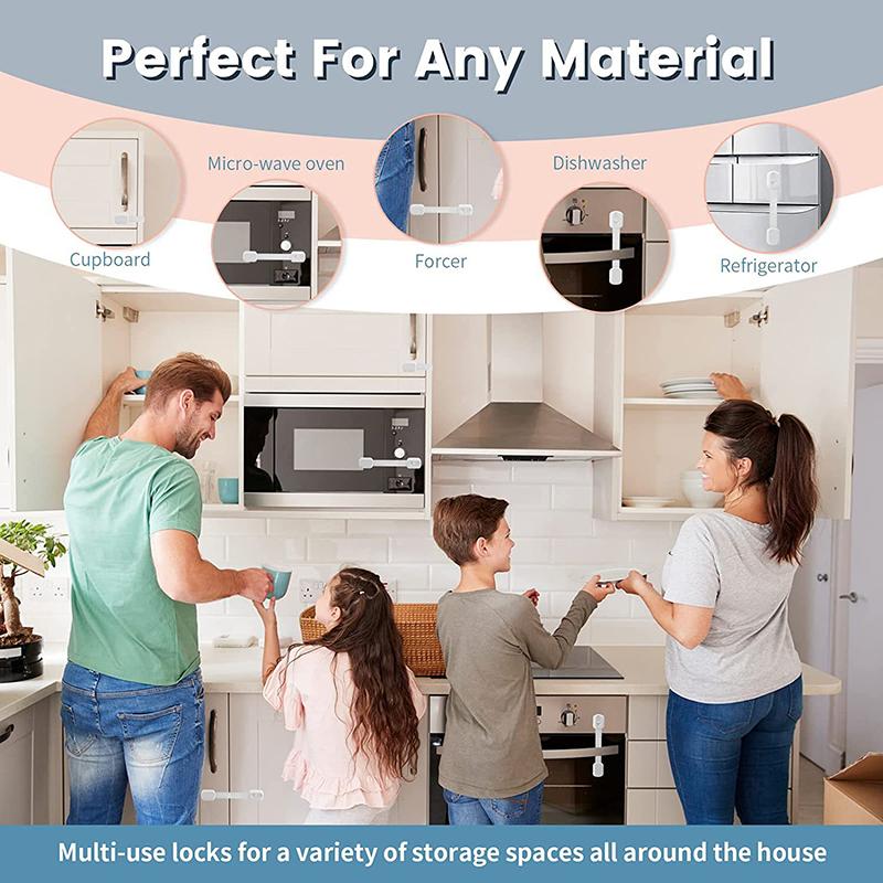 Baby Safety Lock Drawer Child Safety Cabinet Locks Adhesive Cabinet Drawer Door Latches Baby Safe Straps