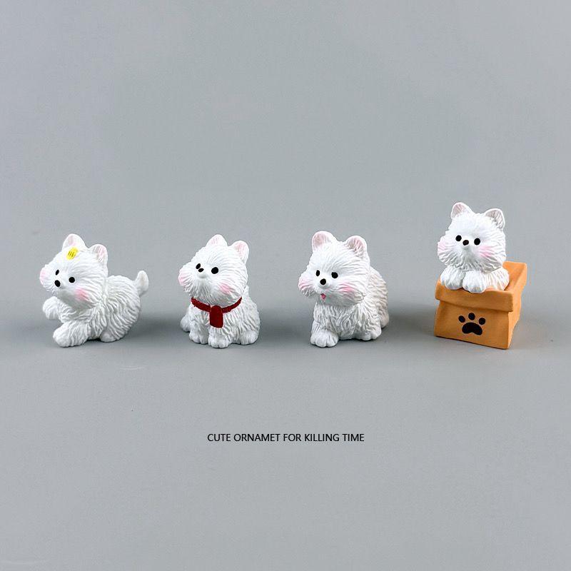 Adorable Scarf West Highland Dog Resin Figurine Mini Size Lifelike Statue for Home Office Desktop Terrarium Decoration