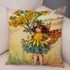 Colorful Fairy Tale World Elves Cushion Cover Decor Cute Cartoon Flower Girl Pillow Case for Sofa Home Polyester Pillowcase