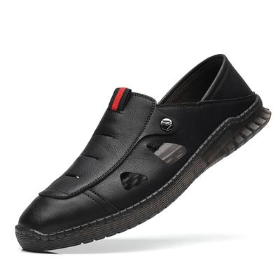 Fashion Designer's New Hollow Men's Loafers Summer Outdoor Walking Non-slip Comfortable Man Leather Casual Shoes Male Sandals