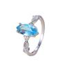 Wish new simple personalized white K sea blue horse eye ring