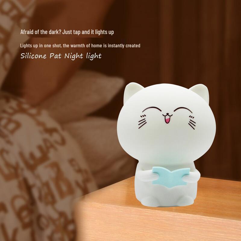 Mengpao Cute Reading Cat Tap Night Light