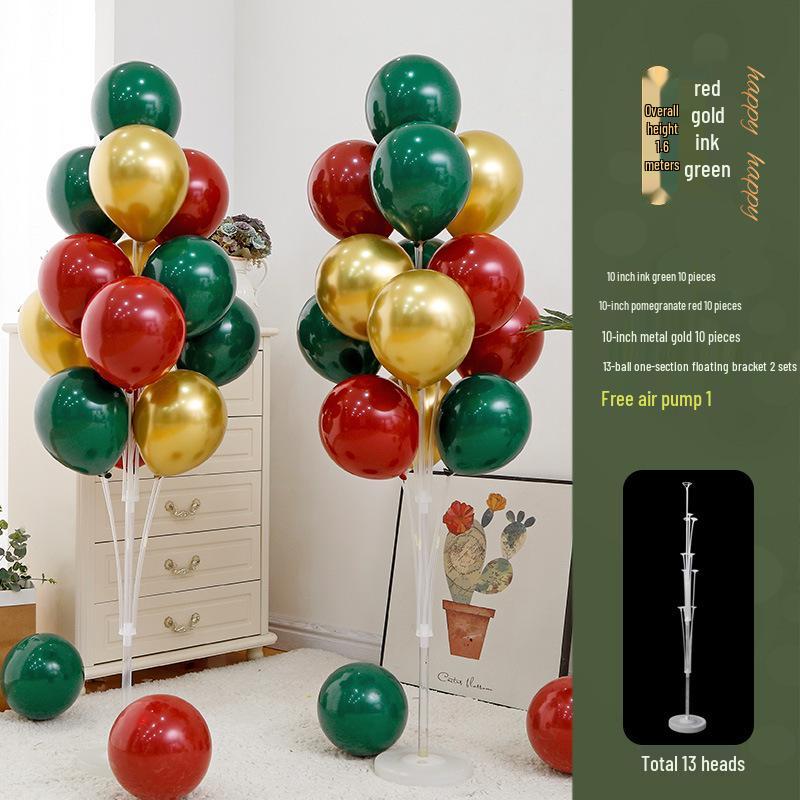 Anniversary & Birthday Balloon Column Decorations: Event Scene Layout with Floor and Background Balloons