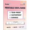 KOALA PAPER Waterproof Paper for Inkjet Printer, 8.5x11 Inch 30 Sheets, Matte White Tear-Resistant Printable Paper, Durable and Quick-Drying