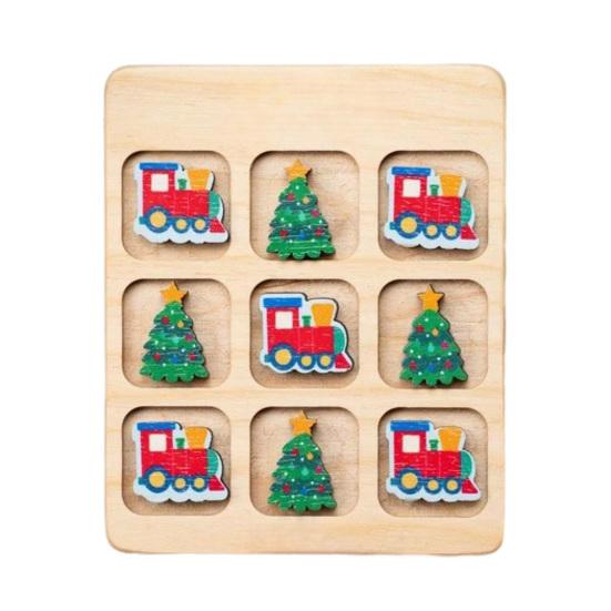 

Christmas Wooden Board Game Santa Snowman Reindeer Tree Pieces 2 Player Mini Chess Board Puzzle Toy Party Classical Strategic Tabletop Game 1 Set