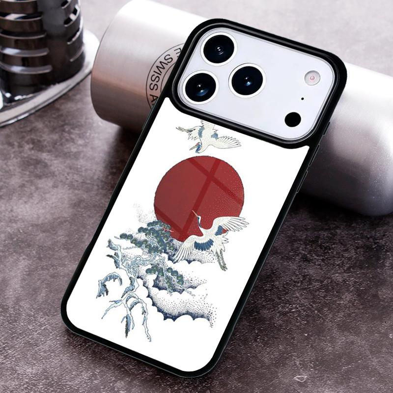 Art Crane Waves Phone Case For iPhone 17 16 15 14 13 12 11 Pro Max Plus 17Air Soft Silicone Cover