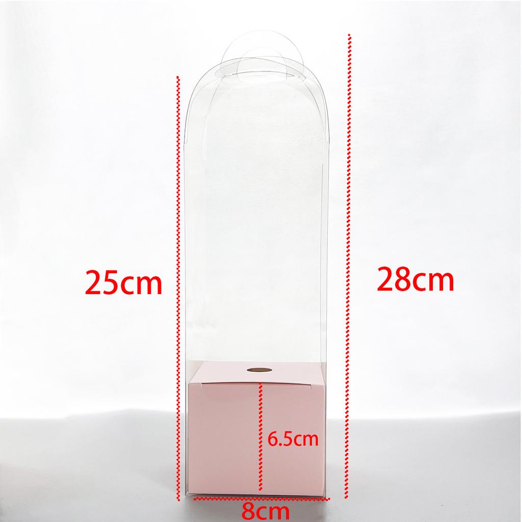 10pc PVC Transparent Rose Single Flower Box Mother's Day Handheld Flower Bouquet Perpetual Flower Packaging Valentine's Day Gift