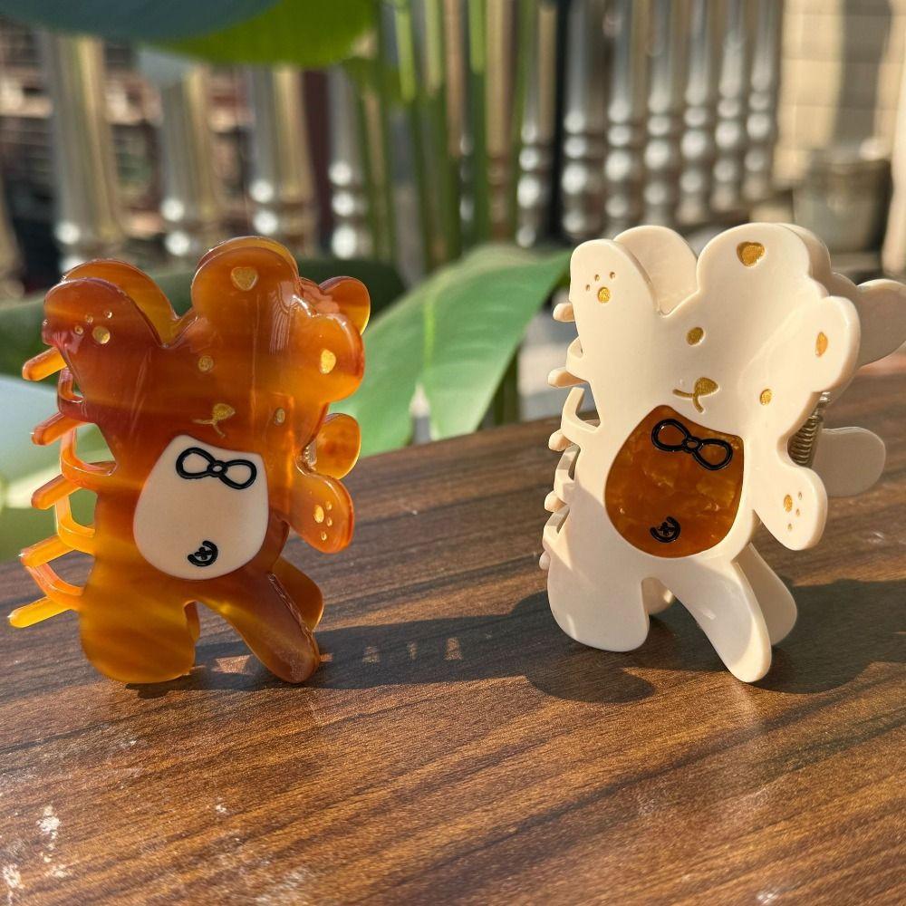 Kawaii Acetic Acid Carb Clip Korean Style Small Hair Claw Lovely Cartoon Bear Shark Clip Daily