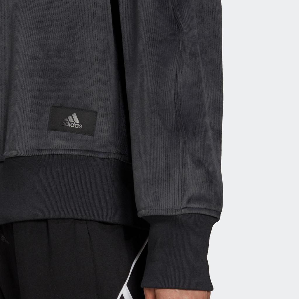 adidas Pull-over de sport texturé en velours côtelé pour femme, hauts noirs H31102