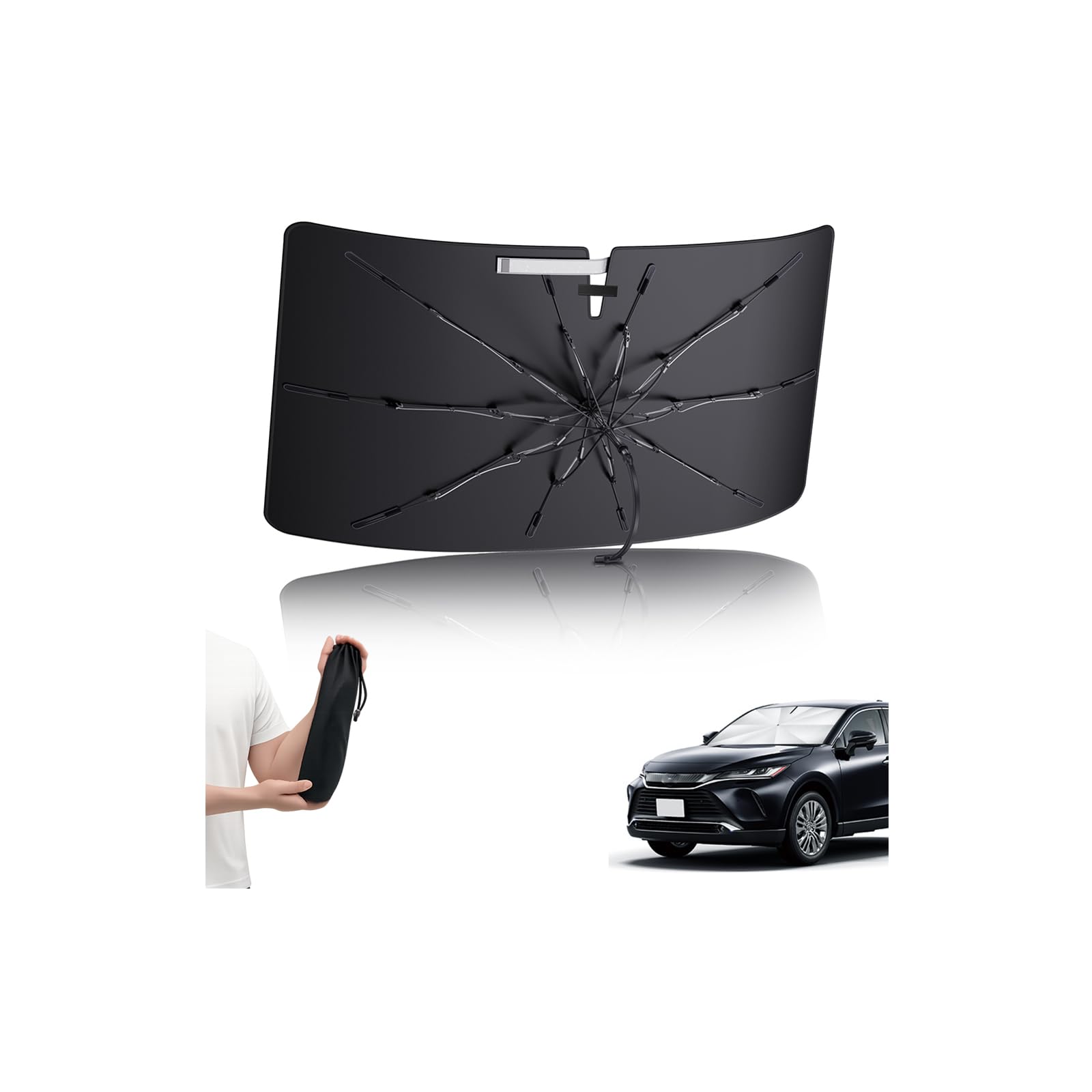 

LANTU Солнцезащитный козырек для Toyota Harrier 80 серии Складной солнцезащитный козырек с гибким тепловым УФ-совместимым покрытием для переднего стекла Теплосовместимый с 80 Хранение 10 см