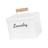 Laundry Basket Storage Container with Lid and Wooden Handle Tabletop Iron