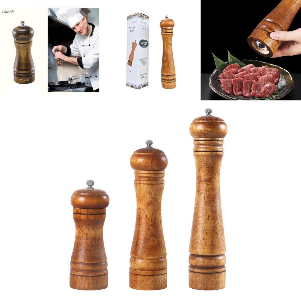 Kitchen Seasoning Grinder Set With Oak Antique Finish For Home Cooking And Spice Storage