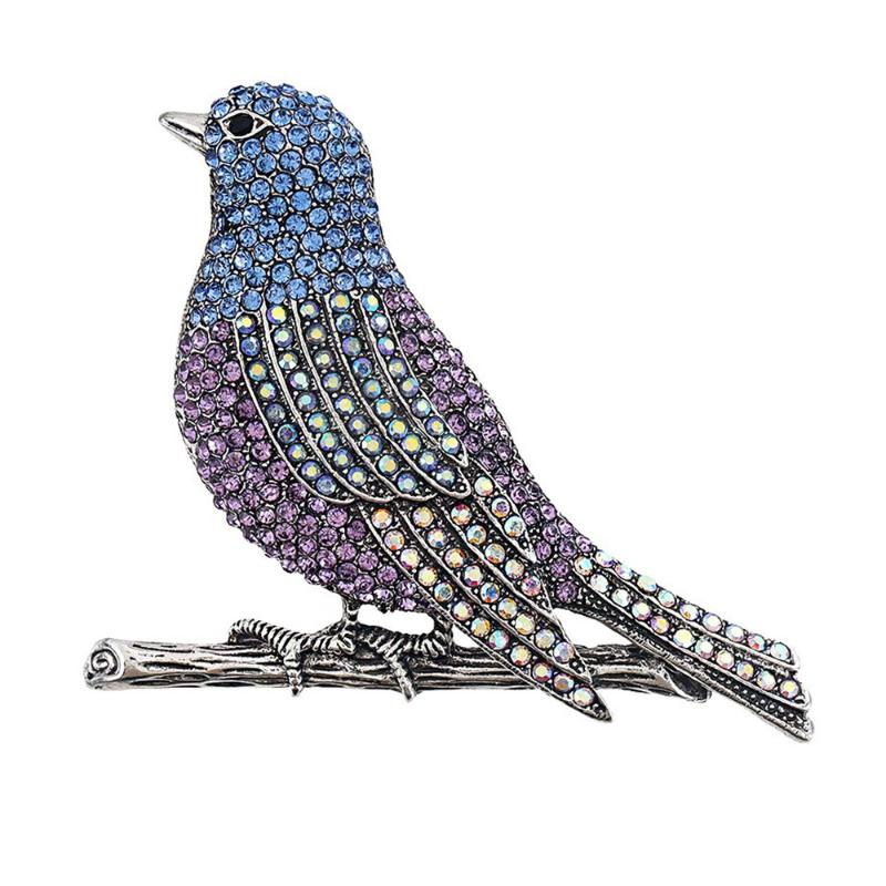 Creative Rhinestone Mockingbird Brooches For Women Clothing Coat Jewelry Accessries Gifts
