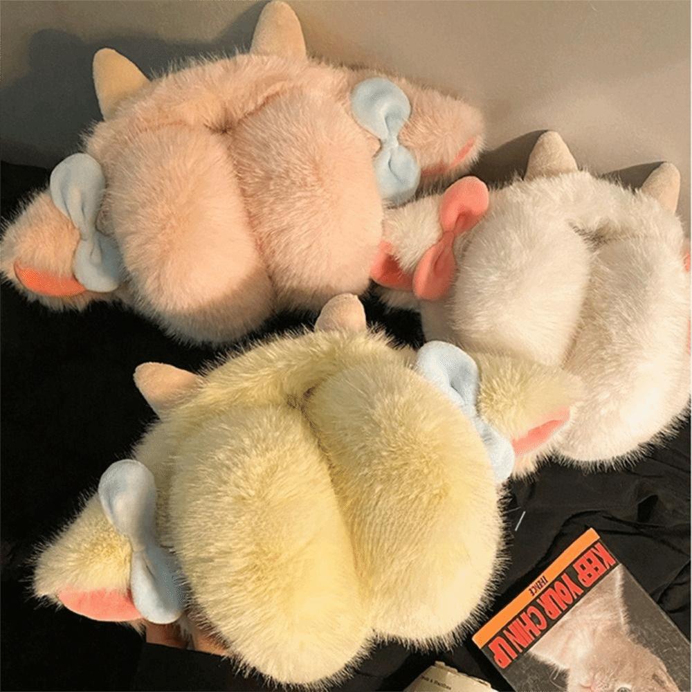 Small Bow-knot Little Lamb Horns Earmuffs Soft Plush Cute Ear Cover Cold Protection Earflaps  Ski
