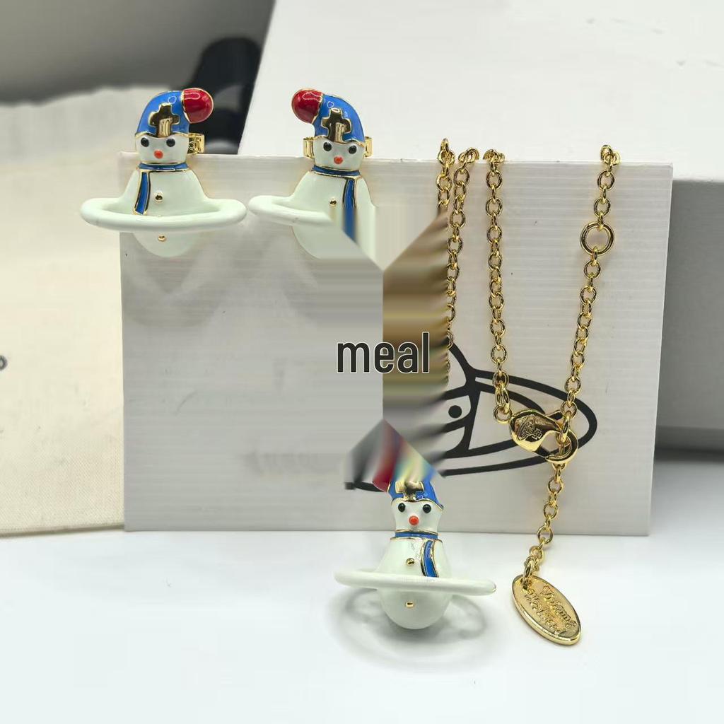 Saturn Schneemann Halskette: Trendige, süße Schlüsselbeinkette für Damen