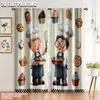 2pcs   2D Flat Printing Window Curtains Pasteles_ Donas Y Versatile 100% Polyester  Without Electricity Family Party Perfect for