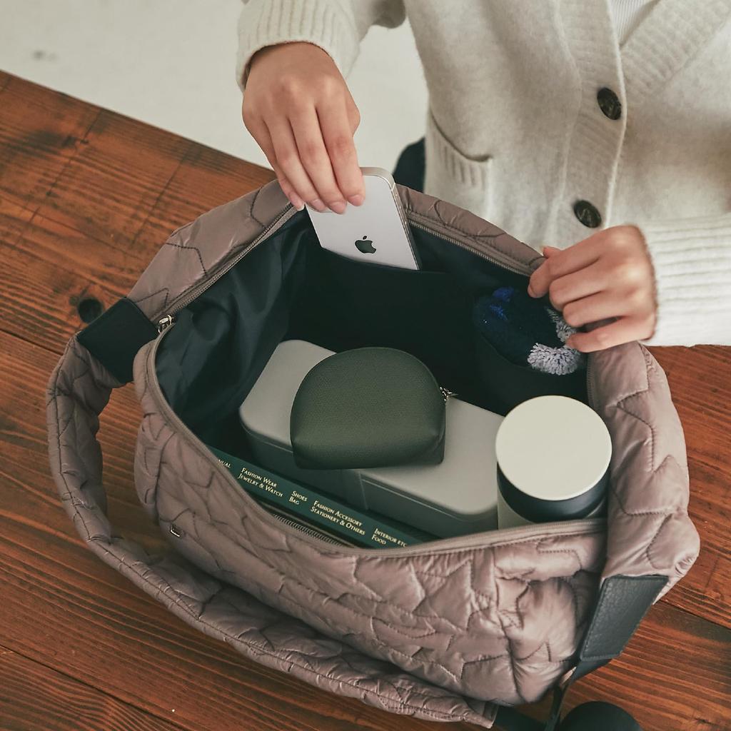 Players Women's Body Bag [Hoshiquilt] 91209506B Mocha, approx. 36cm wide x 23.5cm long x 13cm deep