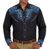 Men's Western Shirt Long Sleeve Embroidered Vintage Party Top with Decorative Pattern Fit Costume