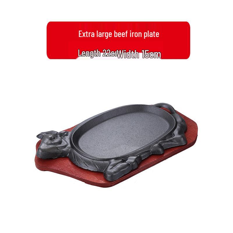 Commercial Cast Iron Round Griddle Pan for BBQ and Gas Grill - Rectangular Steak Plate