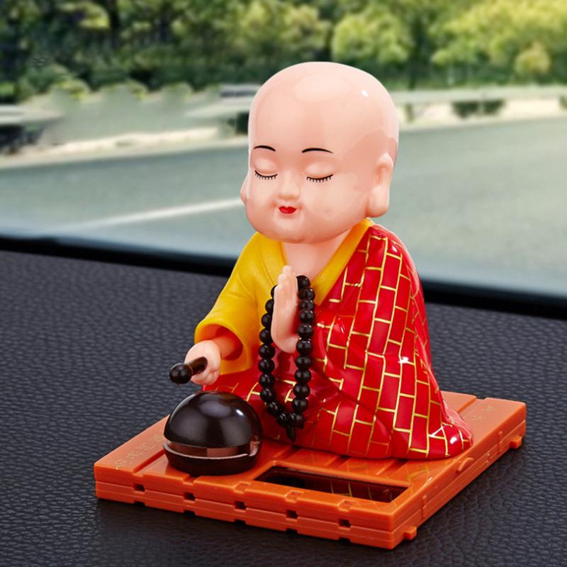 Cute Car Ornament Solar Shake Head Little Monk Good Fortune Car Rearview Pendant