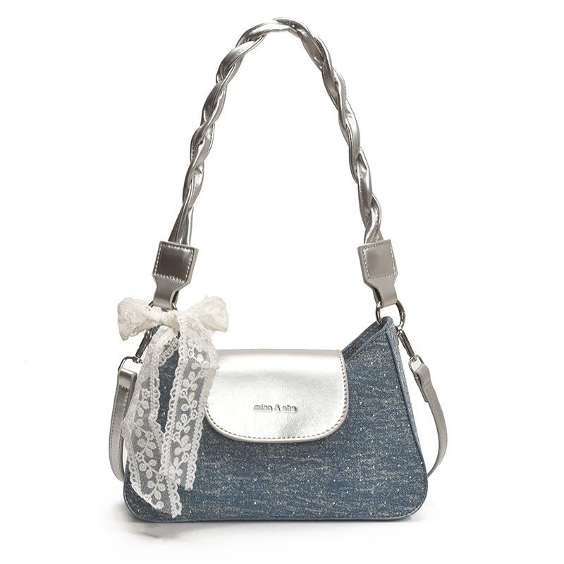 Women's bag 2025 new shoulder messenger bag Internet celebrity Korean version change bag foreign style silk scarf contrasting color underarm bag tide