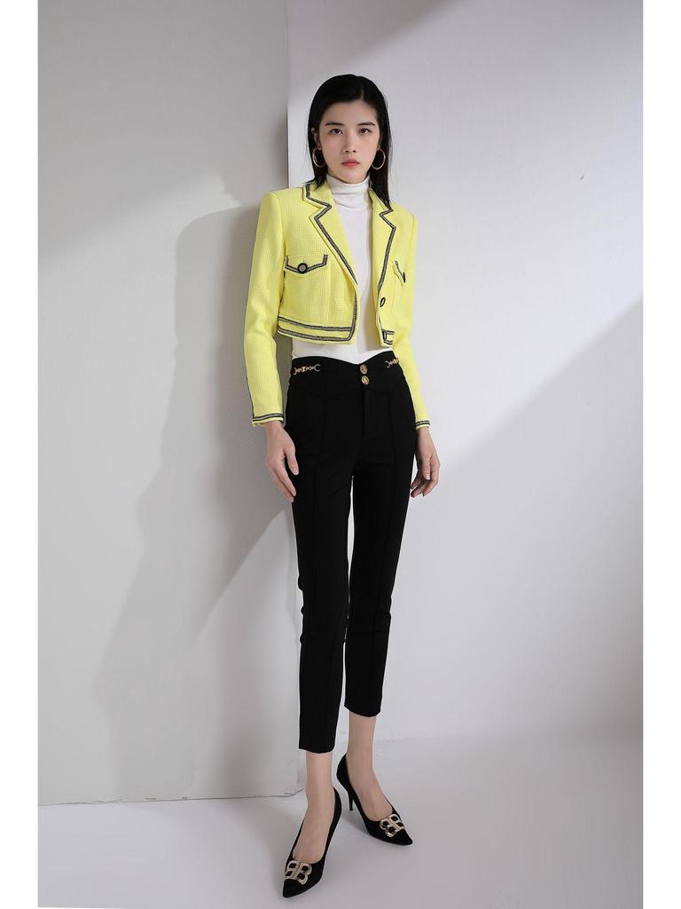 LML Damen Einreihige Kurzreversjacke - Vielseitiges Einfarbiges Langarmdesign