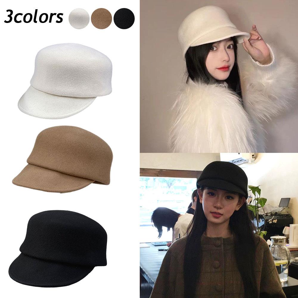 Winter Elegent Women Wool Beret Hat Vintage British Solid Color Painter Hat Soft Warm Outdoor Coldproof Ski Hike Knights Hat