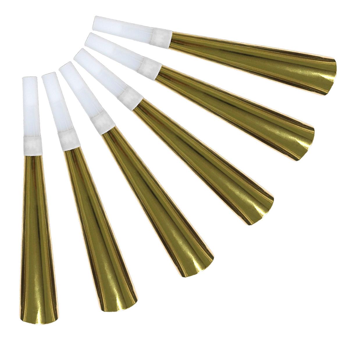 

6Pcs New Year S Day New Year S Eve Gala Party Dress Up Supplies, Birthday Arrangement Blowing Dragon Paper Trumpet New Year s Golden Trumpet [Pack of 6]