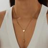 Gold Plated Stainless Steel Cross and Heart Lariat Necklace for Women