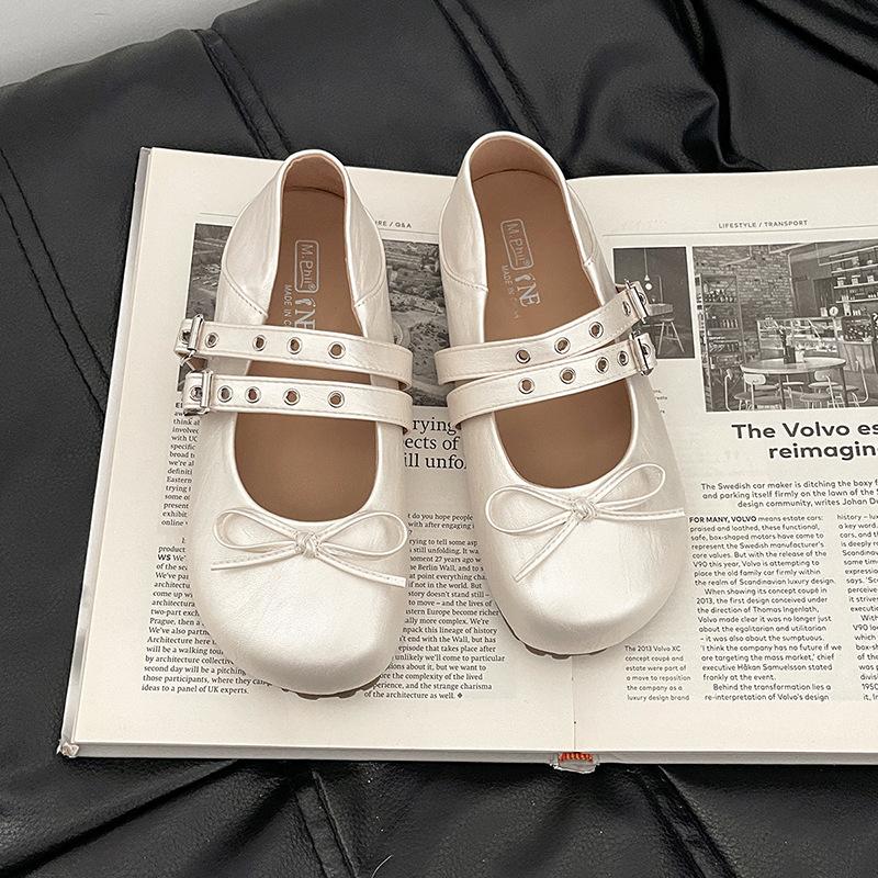 Fashion Versatile Retro Ballet Mary Jane Women's Shoes 2025 Summer Retro Small Leather Shoes Women's Flat Shoes Soft-soled Shoes