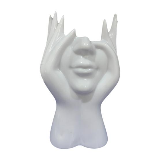 Face Shaped Makeup Brush Holder Organizer Female Form Head Half Body Cosmetic Tools Storage Cup Abstract Art Desk Pen Holder for Home Office Decor