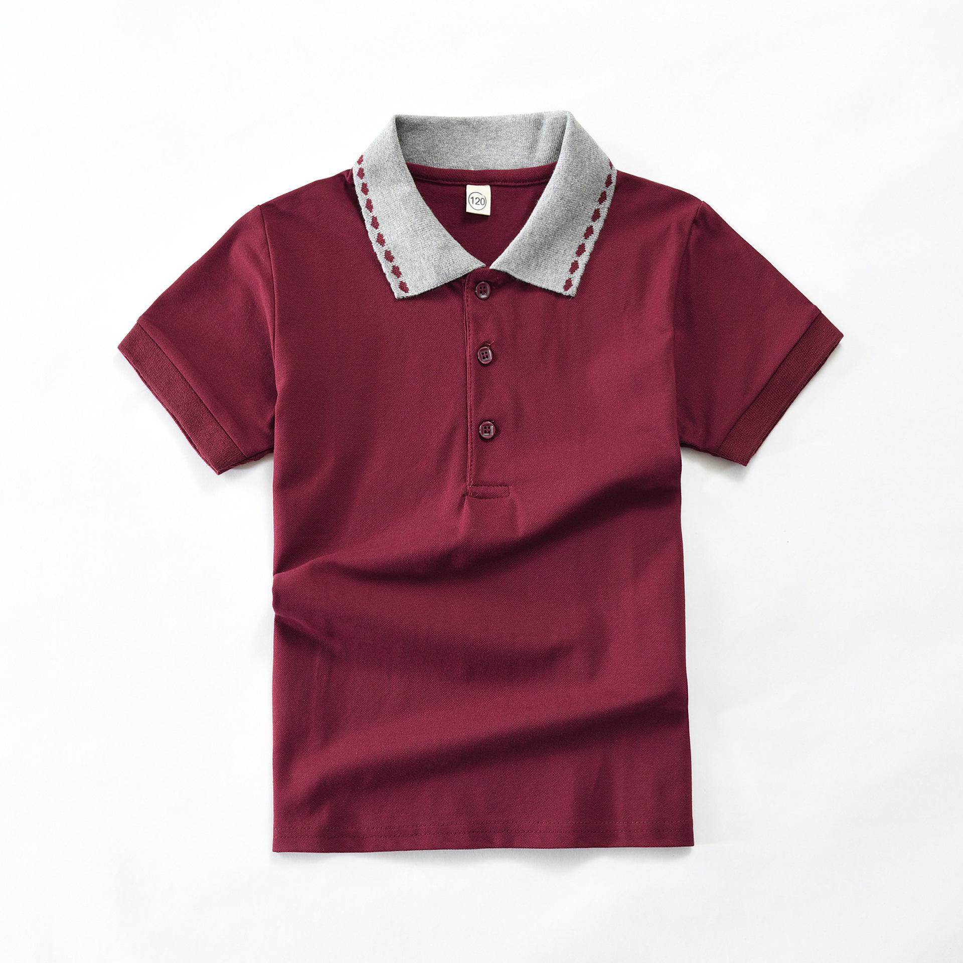 

Детская рубашка поло: Хлопковая форма с короткими рукавами для начальной и средней школы - белого или синего цвета 100