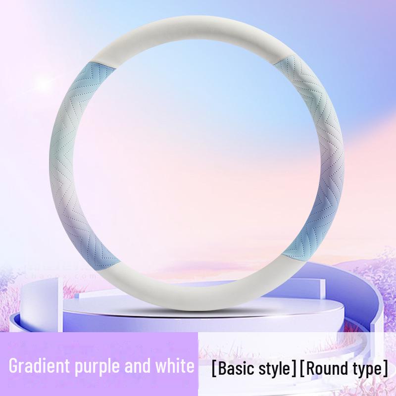 2024 Lenkradbezug aus Nappaleder mit Farbverlauf und Welpenmotiv in farbenfrohem Design