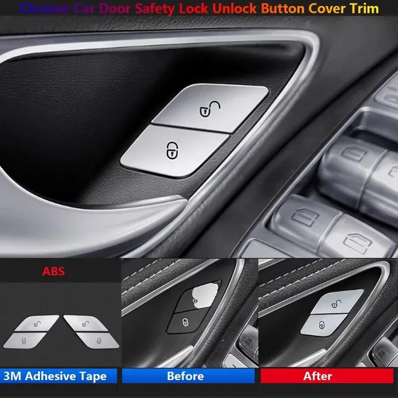 ABS Car Door Lock Unlock Buttons Cover Stickers Fit For Mercedes Benz C E Class GLC W205 W213 X253 Vito W447 Auto Accessories