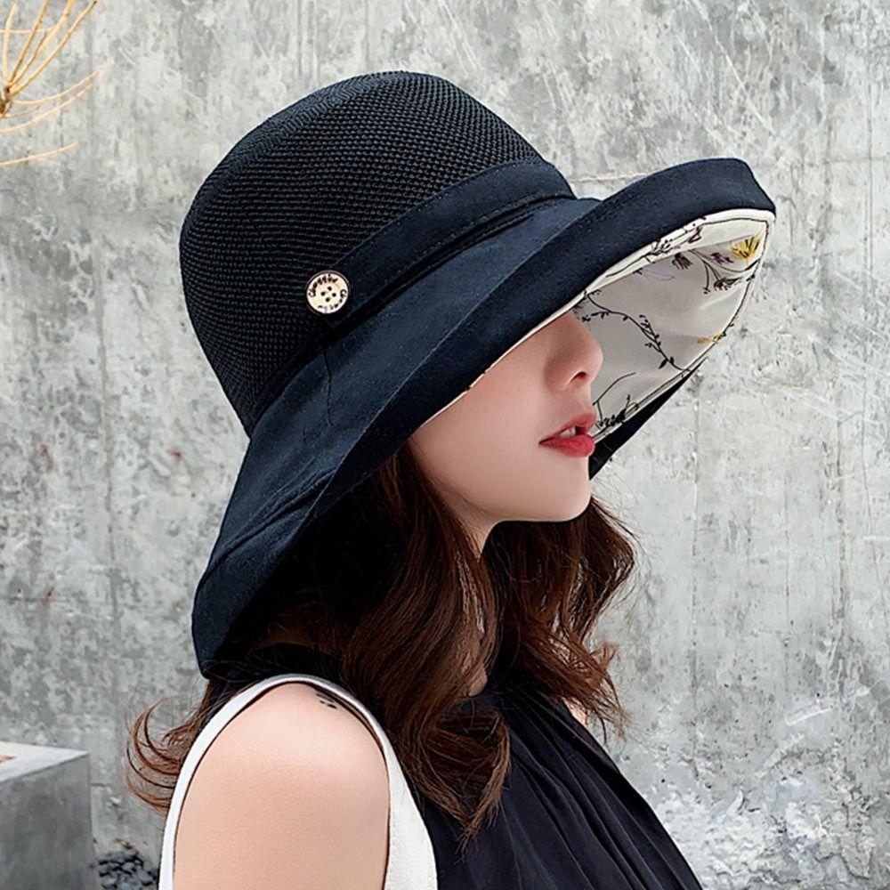 Foldable Bucket Hat UV Protection Sunshade Hat Women Sun Cap