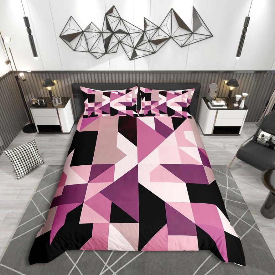 Homewish Minimalist Geometry Duvet Cover SetAbstract Gradient For Teens Bedding SetVintage Aesthetic Bed Set