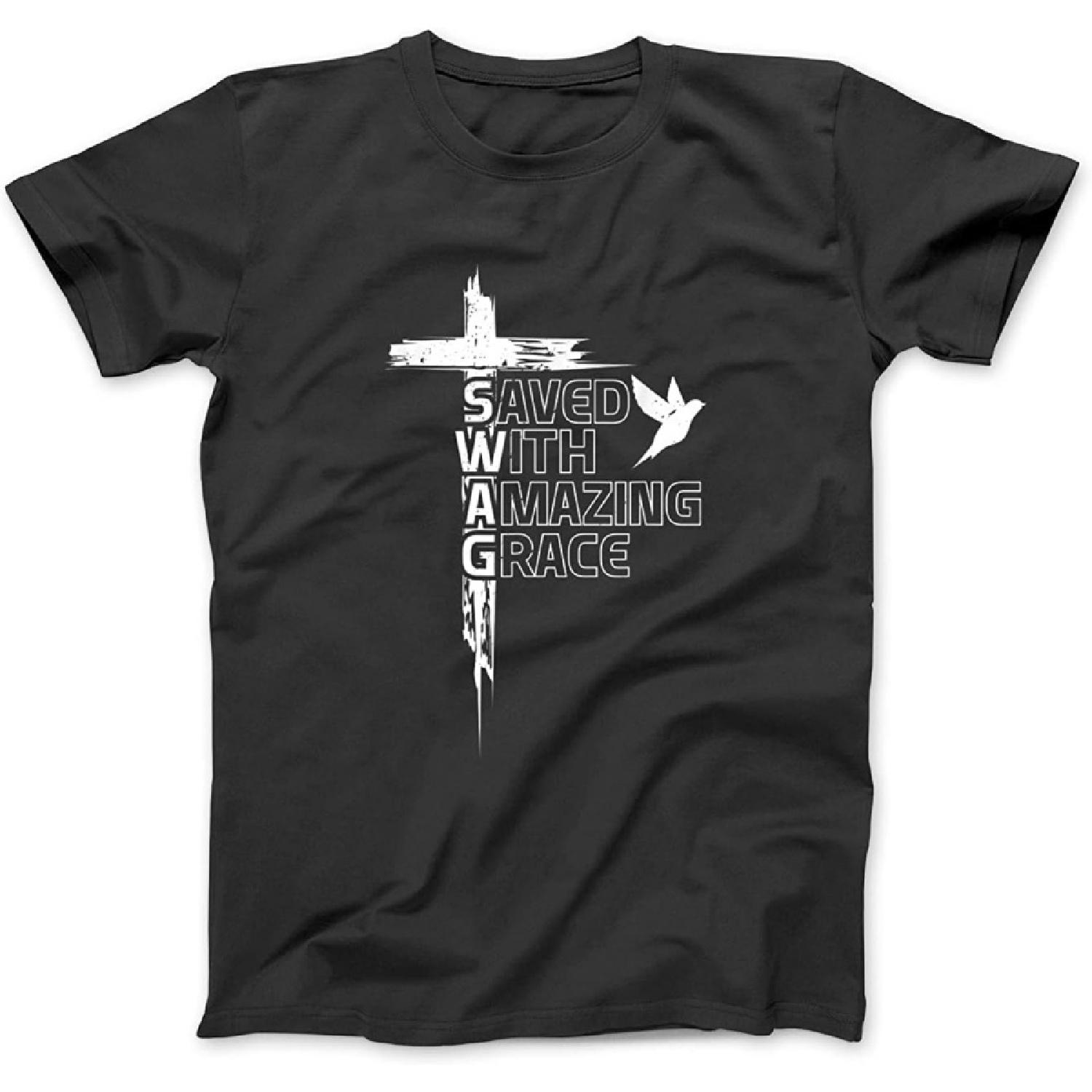 Saved with Amazing Grace T-Shirt BTE Sweatshirt Hoodie Tanktop Womens Mens Black XXXXXL разноцветный