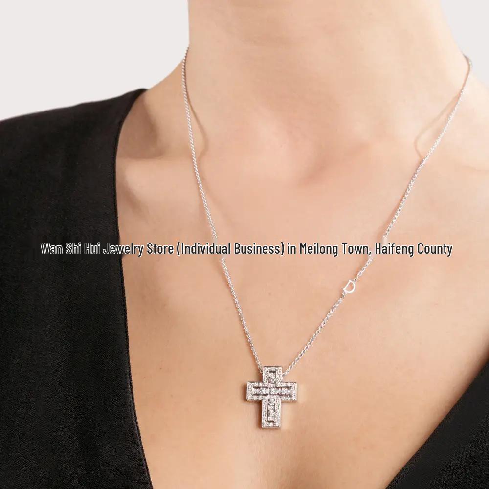 D Letter Diamond Cross Necklace: Luxurious, Versatile, Unisex Clavicle Chain
