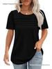 Women's Casual Pleated Loose T-shirt, Round Neck, Short Sleeve, Summer 2026 Collection